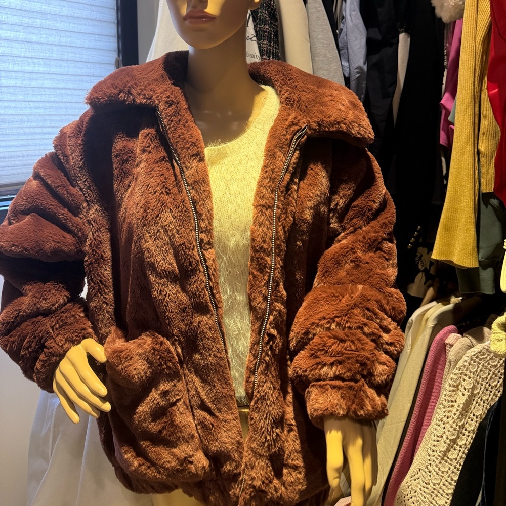 Women's Faux Fur Jacket - Brown